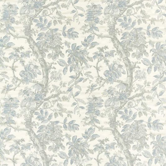 ZOFFANY Coromandel Weave Fabric Classic Floral Bluestone   - ZCOT333296