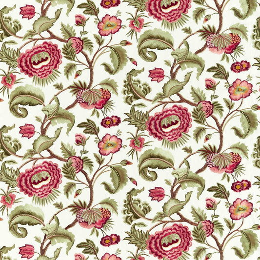 ZOFFANY Flamestitch Tree Embroidery Fabric Leaves , Trees Evergreen,Tuscan Pink   - ZCOT333298