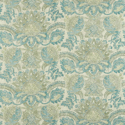 ZOFFANY Pomegranate Print Fabric Contemporary, Floral Dufour,Green Stone   - ZDAF322690