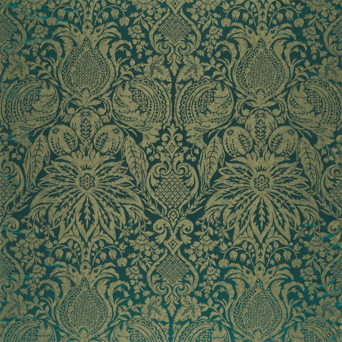 ZOFFANY Mitford Weave Fabric Contemporary, Floral Malachite   - ZDAF333101