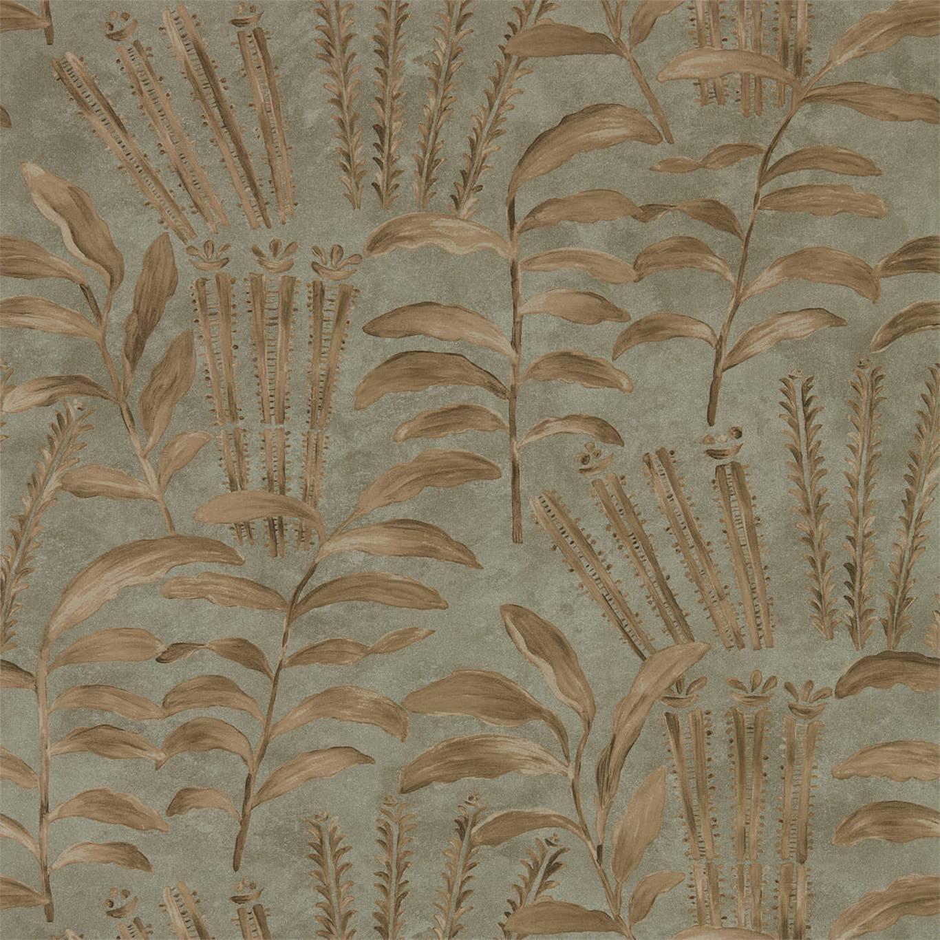 ZOFFANY Highclere Wallpaper Leaves , Trees Olivine  Rotary/Gravure Wide Width Printed Wallpaper - ZDAR312854