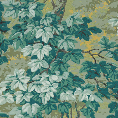 Zoffany Richmond Park wallpaper in evergreen colorway featuring scenic landscape design with trees and natural greenery, luxury mural wallpaper, classic English countryside wallcovering, traditional interior design wallpaper, elegant green wallpaper for living room and dining room, high-end designer wallpaper, heritage style wall mural, refined nature-inspired decor, Zoffany wallcovering Richmond Park collection