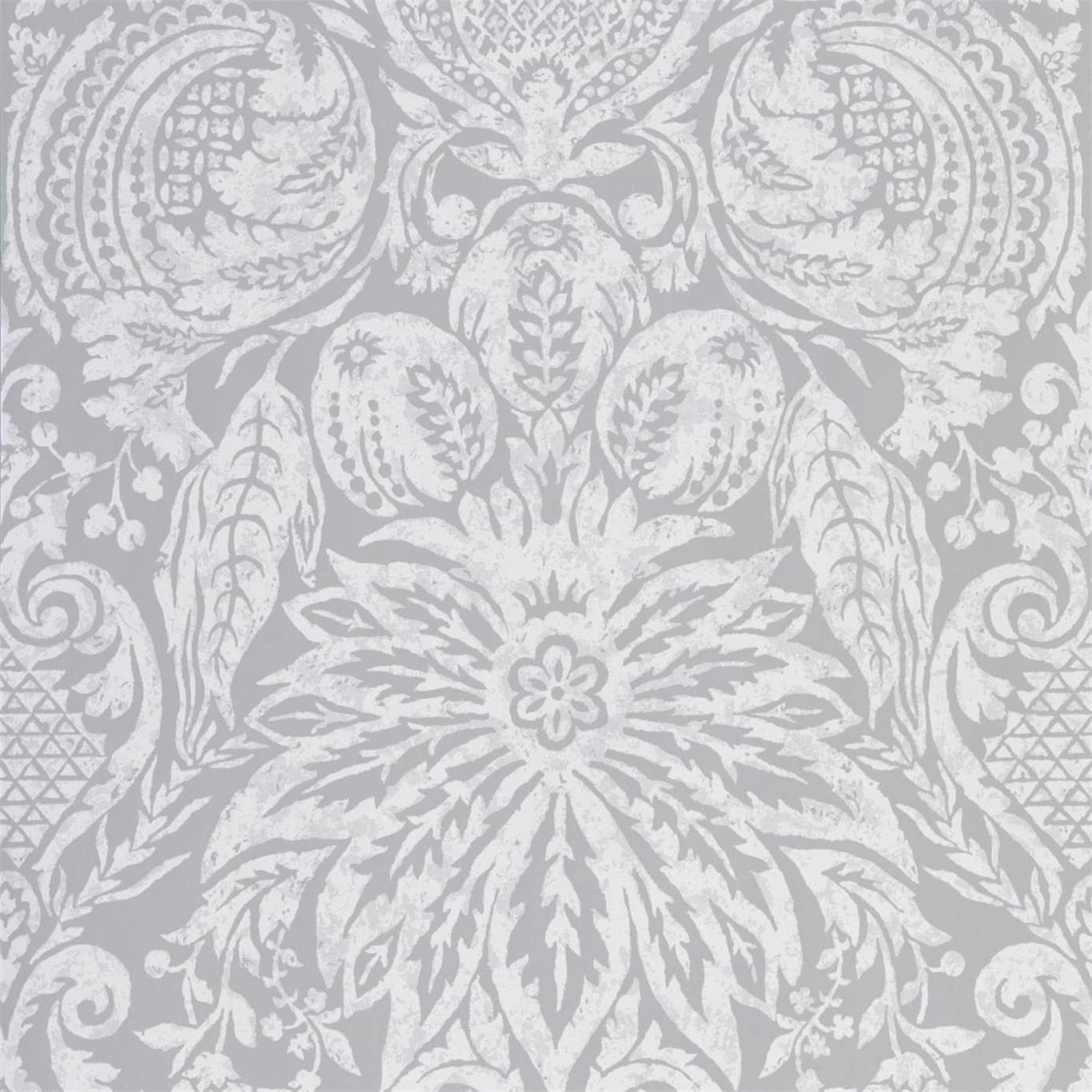 ZOFFANY Mitford Damask Wallpaper Damasks Empire Grey  Rotary Wide Width Printed Wallpaper - ZDAR312864