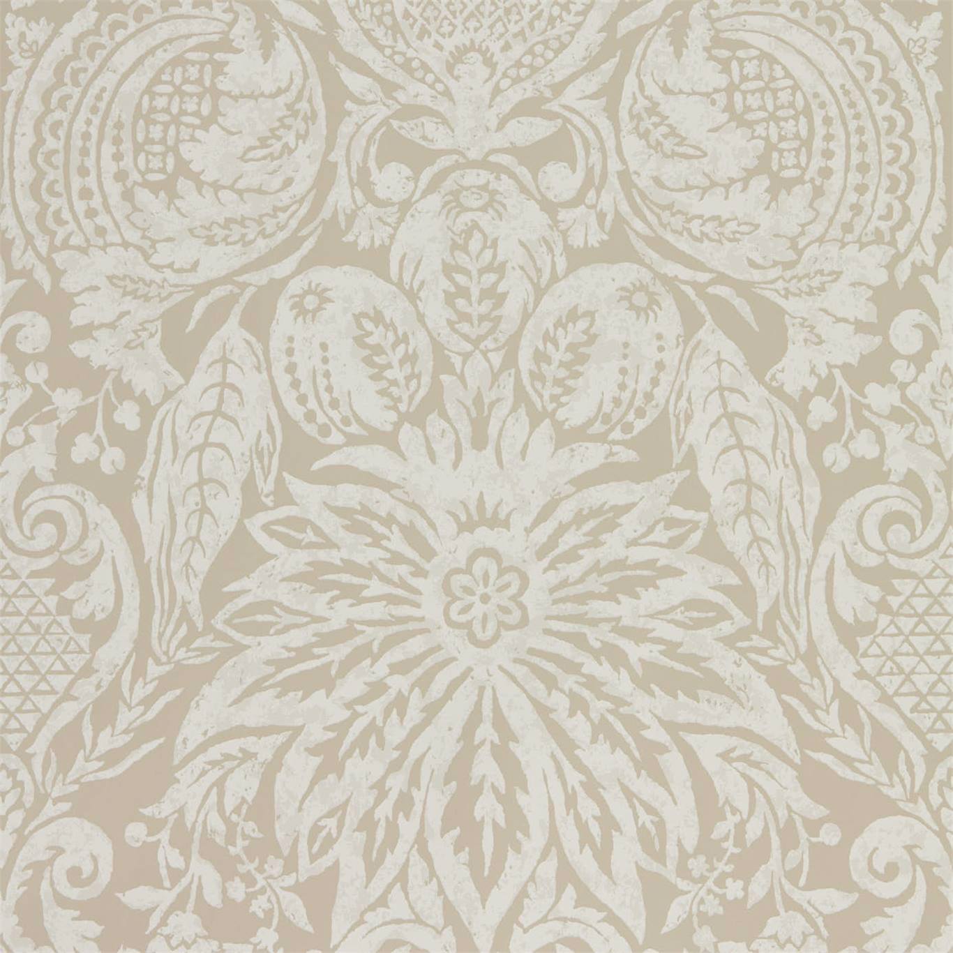ZOFFANY Mitford Damask Wallpaper Damasks Stone  Rotary Wide Width Printed Wallpaper - ZDAR312878