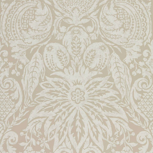 ZOFFANY Mitford Damask Wallpaper Damasks Stone  Rotary Wide Width Printed Wallpaper - ZDAR312878