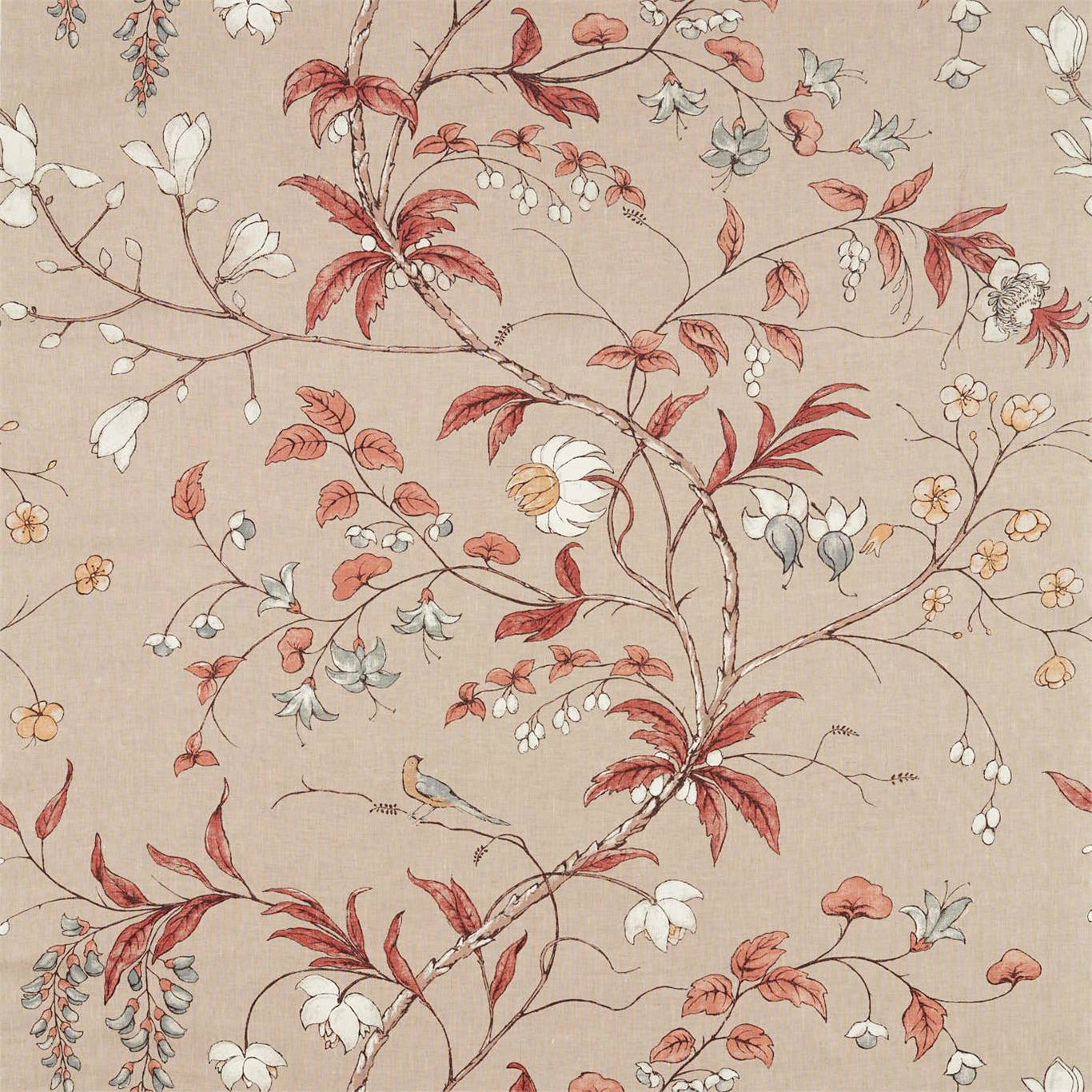 ZOFFANY Chambalon Trail  Fabric Leaves , Trees Sunstone,Linen   - ZDAR322653
