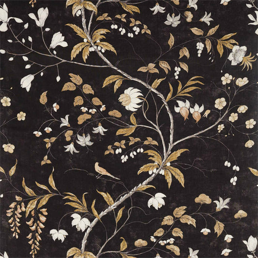 ZOFFANY Chambalon Trail  Fabric Leaves , Trees Antique Gold,Vine Black   - ZDAR322654
