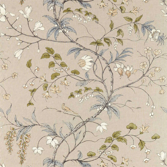 ZOFFANY Chambalon Trail  Fabric Leaves , Trees Mercury,Platinum Grey   - ZDAR322655