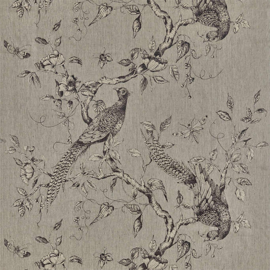 ZOFFANY Darnley Toile Fabric Birds Empire Grey   - ZDAR322656