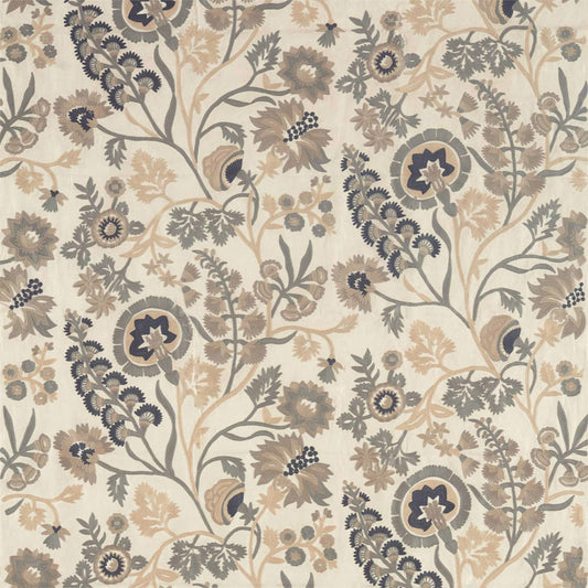 ZOFFANY Hardwick Crewel Fabric Classic Floral Fossil   - ZDAR332970