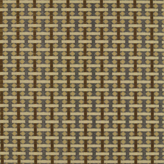 ZOFFANY Diamond Check Fabric Geometric Old Gold   - ZDEV333319