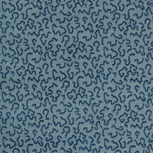 ZOFFANY Domino Velvet  Fabric Abstract , Graphic Blue Stone   - ZDMV333513