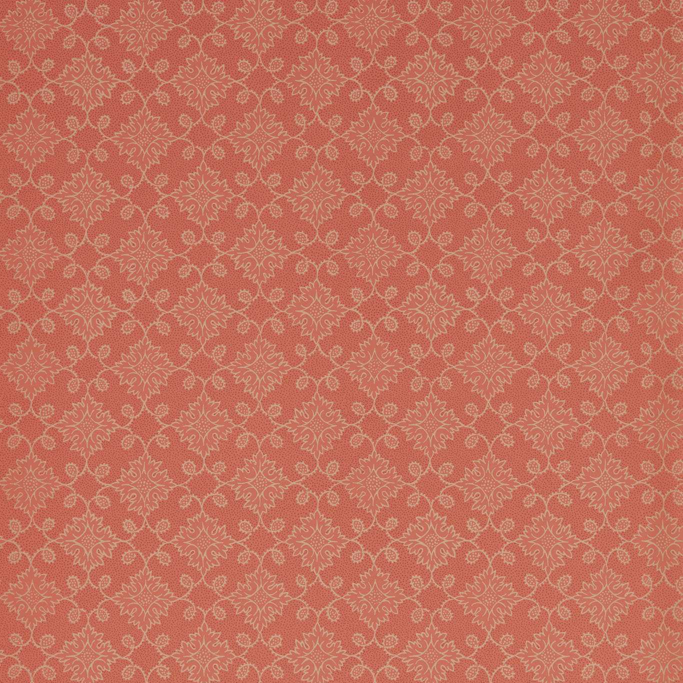 ZOFFANY Floral Tracery Wallpaper Geometric Deep Salmon  Flexo-Printed Wallpaper - ZEND313091
