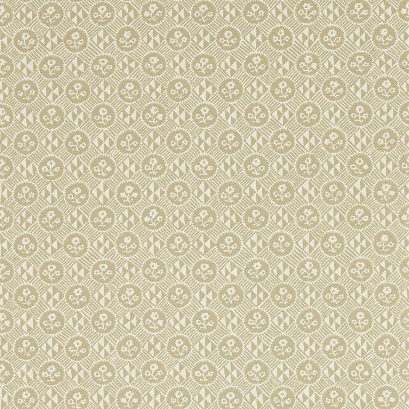 ZOFFANY Diamonds & Flowers Wallpaper Geometric Linen  Flexo-Printed Wallpaper - ZEND313103