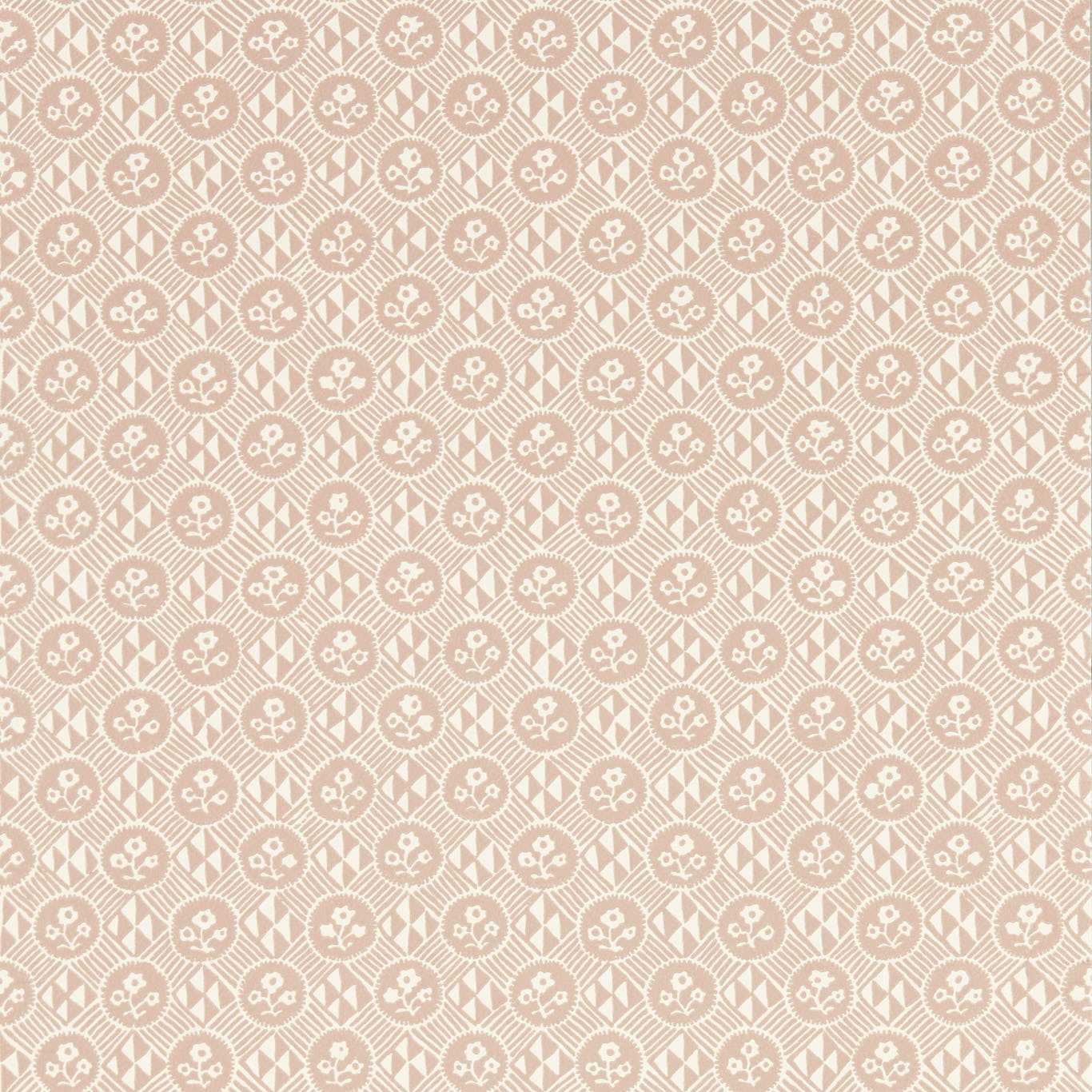 ZOFFANY Diamonds & Flowers Wallpaper Geometric Tuscan Pink  Flexo-Printed Wallpaper - ZEND313105