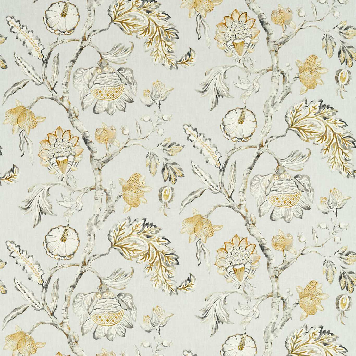ZOFFANY Copes Trail Fabric Leaves , Trees Quartz Grey   - ZHIF322711