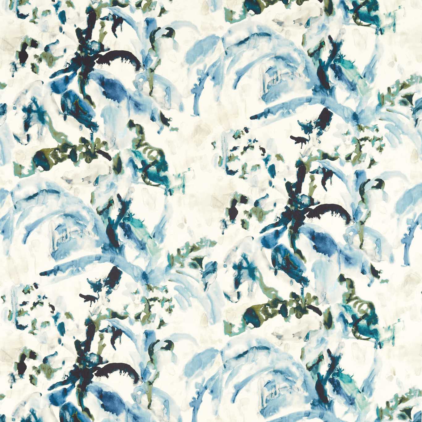 ZOFFANY Long Water Fabric Leaves , Trees Botanical Indigo   - ZHIF322713