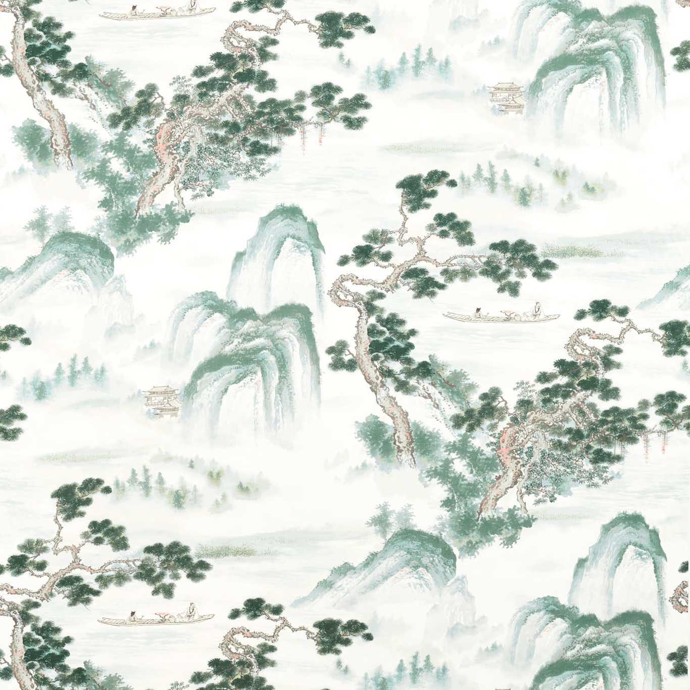 ZOFFANY Floating Mountains Fabric Leaves , Trees Mineral   - ZHIF322724