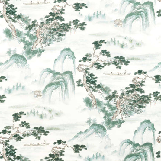 ZOFFANY Floating Mountains Fabric Leaves , Trees Mineral   - ZHIF322724