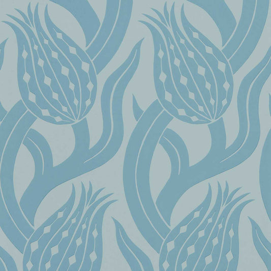 ZOFFANY Persian Tulip Wallpaper Contemporary, Floral Blue Stone  Digital Print Wallpaper - ZHIW312997