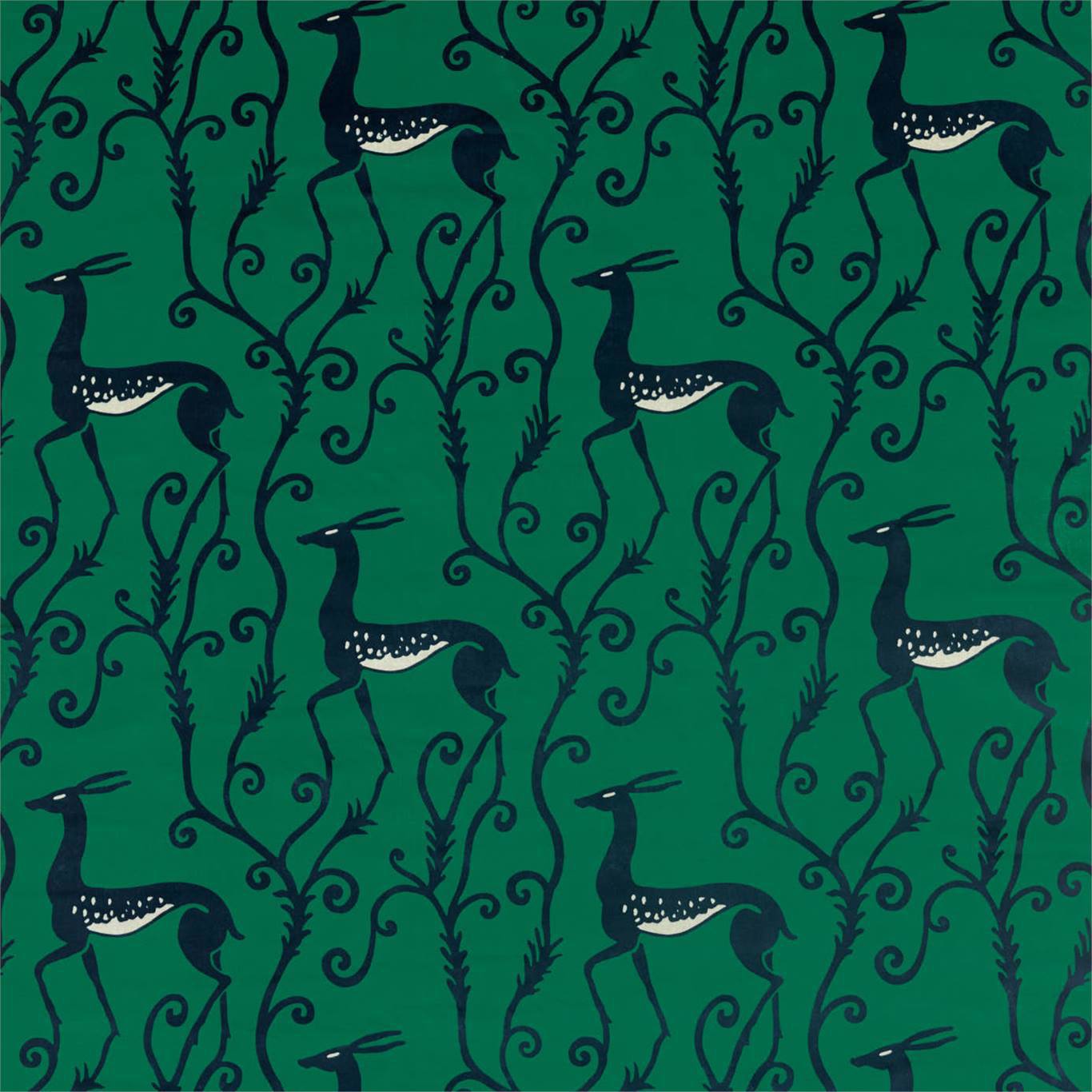 ZOFFANY Deco Deer Fabric Animals Velvet Malachite   - ZICO322673
