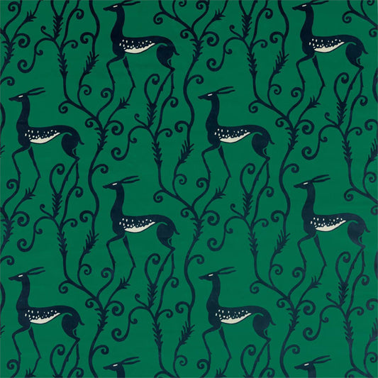 ZOFFANY Deco Deer Fabric Animals Velvet Malachite   - ZICO322673