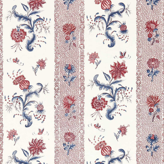 ZOFFANY Papaver Stripe Wallpaper Contemporary, Floral Indigo,Madder  Digital Print Wallpaper - ZIND313115