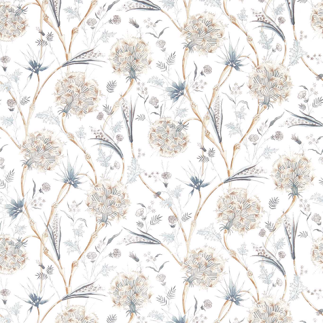 ZOFFANY Wallichi Wallpaper Contemporary, Floral Quartz Grey  Digital Printed Wallpaper - ZIND313117