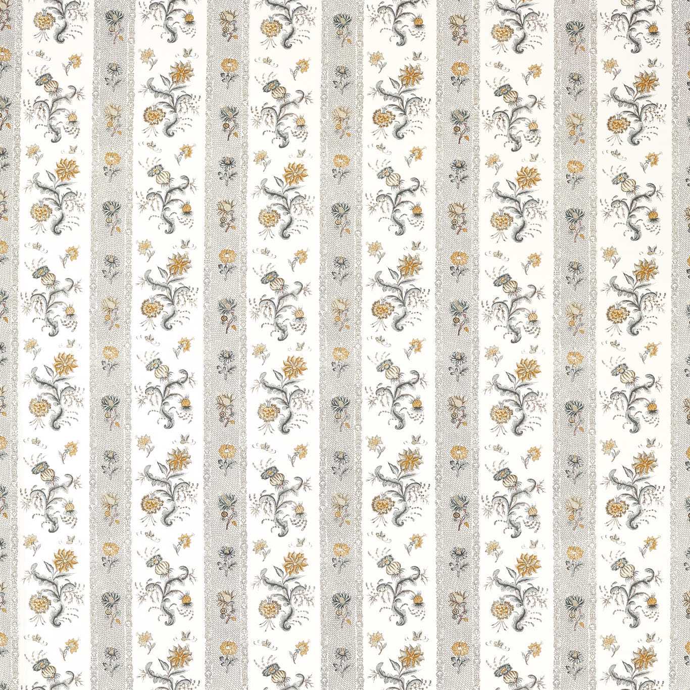 ZOFFANY Papaver Stripe Fabric Contemporary, Floral Platinum,Sage   - ZINF322776