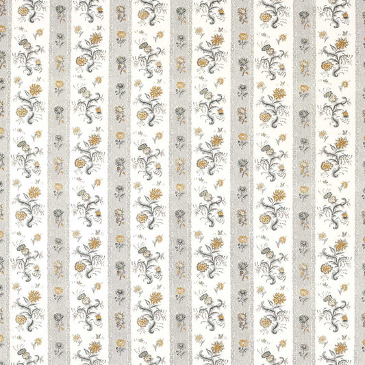 ZOFFANY Papaver Stripe Fabric Contemporary, Floral Platinum,Sage   - ZINF322776