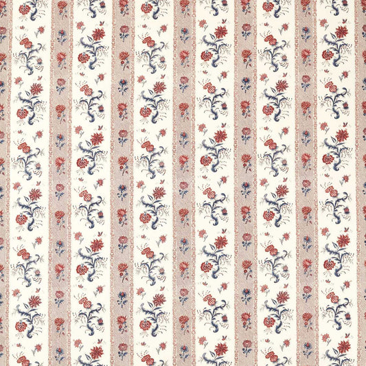 ZOFFANY Papaver Stripe Fabric Contemporary, Floral Indigo,Madder   - ZINF322777