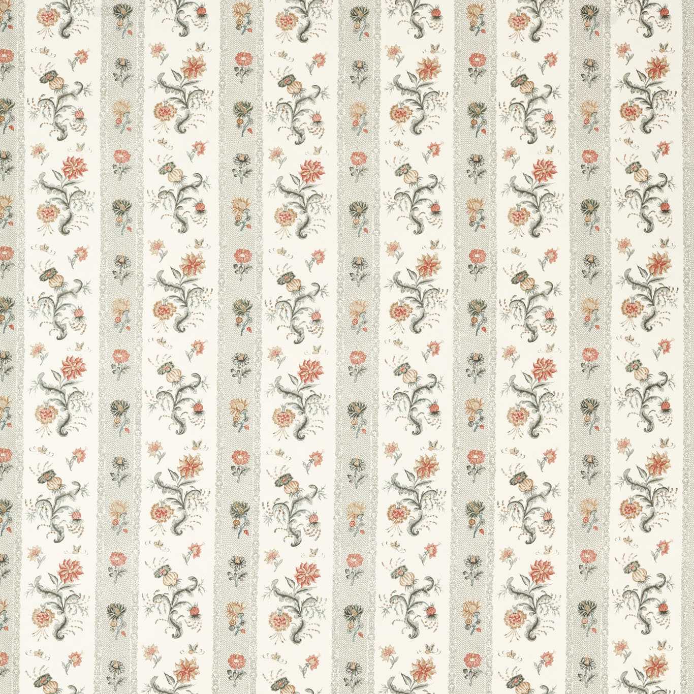 ZOFFANY Papaver Stripe Fabric Contemporary, Floral Tuscan Pink,Nimbus   - ZINF322778