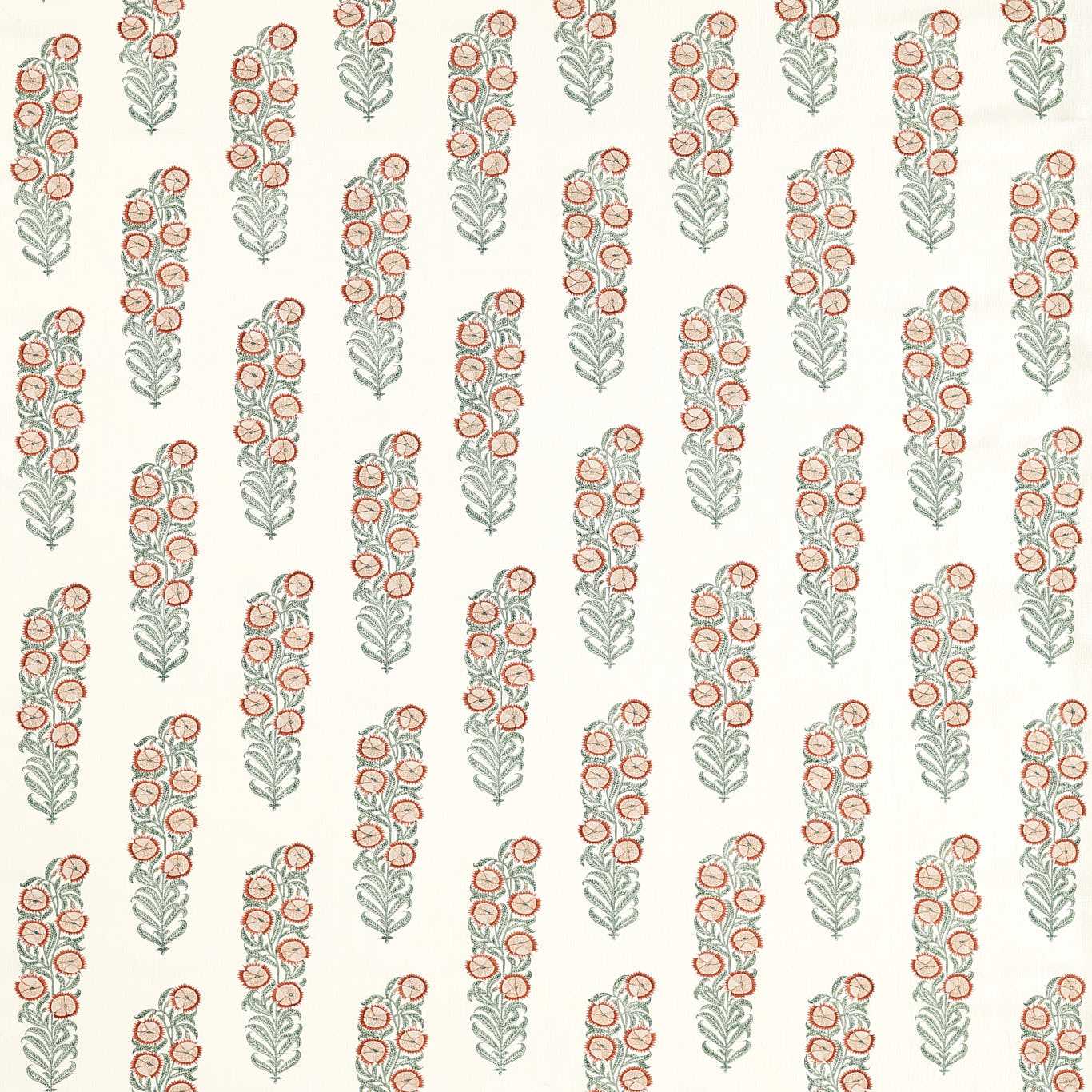 ZOFFANY Sanganeri Block Print Fabric Abstract , Graphic Tuscan Pink,Eau de Nil   - ZINF322790