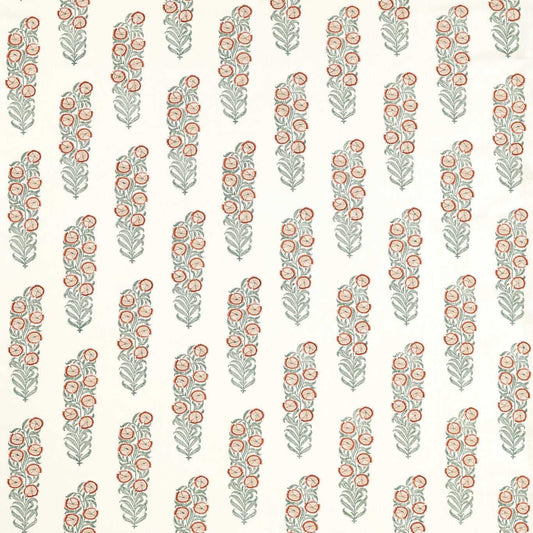 ZOFFANY Sanganeri Block Print Fabric Abstract , Graphic Tuscan Pink,Eau de Nil   - ZINF322790