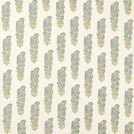 ZOFFANY Sanganeri Block Print Fabric Abstract , Graphic Tempest,Olive   - ZINF322792