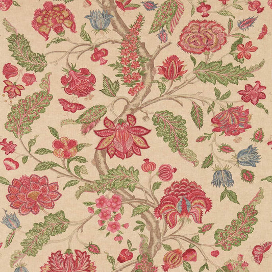 ZOFFANY Kalamkari Fabric Leaves , Trees Red,Green   - ZJAI321698