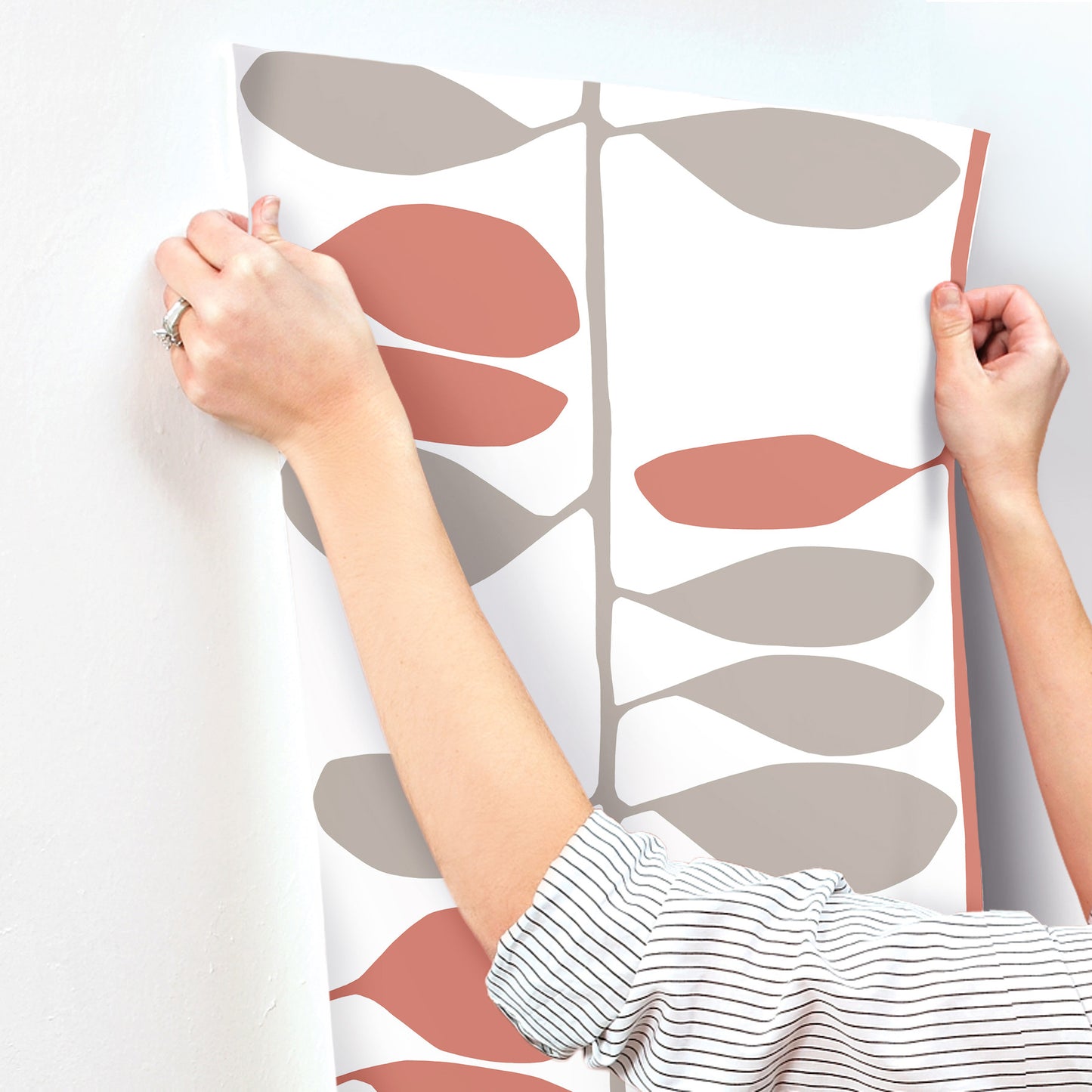 York Wallcoverings Artisan Studio Sculpted Vines Vermillion and Graphite Wallpaper Modern Botanical Reds   - ZM2802