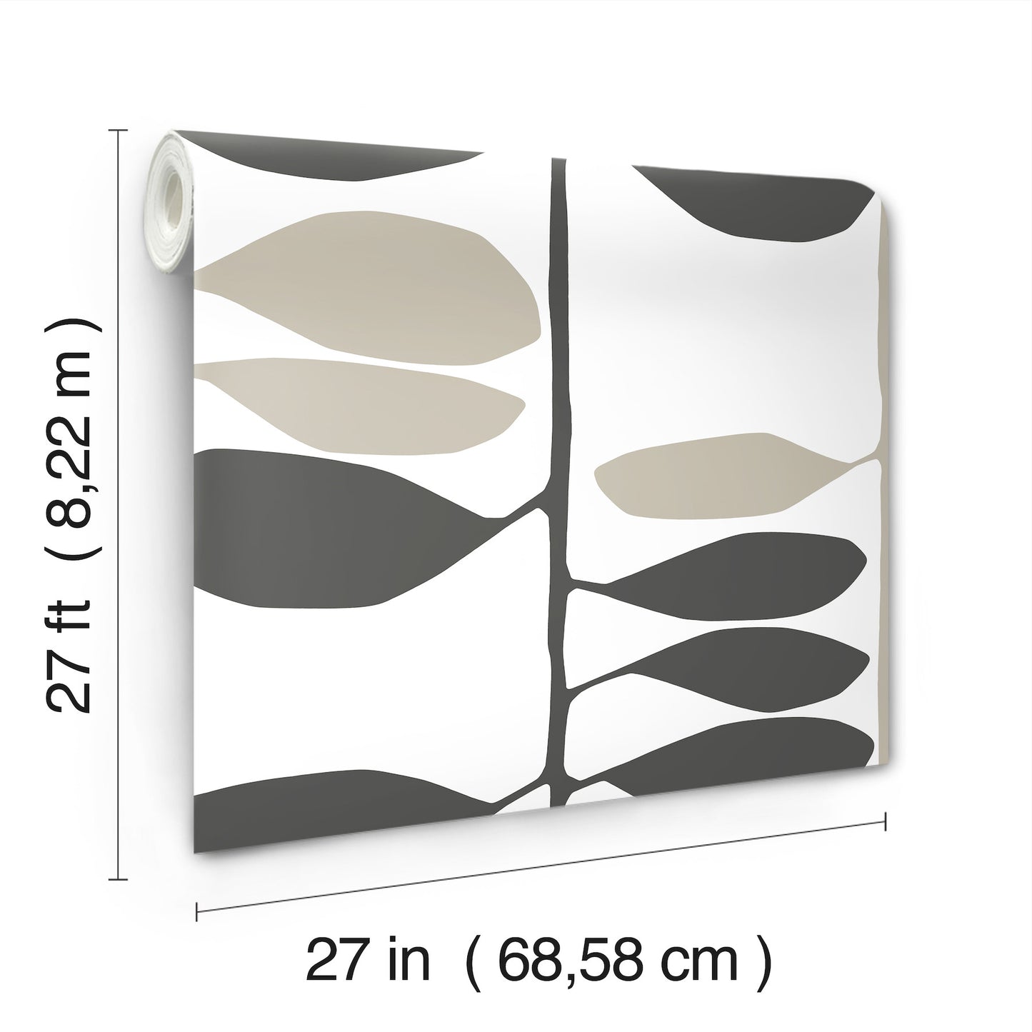 York Wallcoverings Artisan Studio Sculpted Vines Carbon and Linen Wallpaper Modern Botanical Blacks   - ZM2804