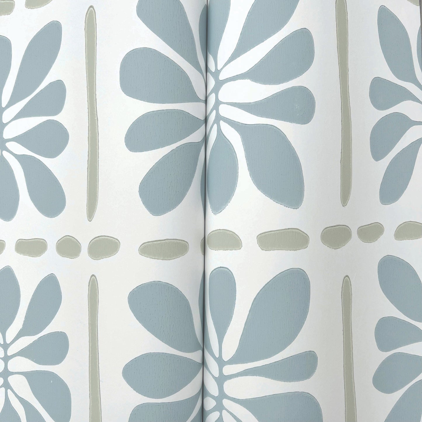 York Wallcoverings Artisan Studio Mimosa Fleur Mineral Wallpaper Retro Bohemian Blues   - ZM2806