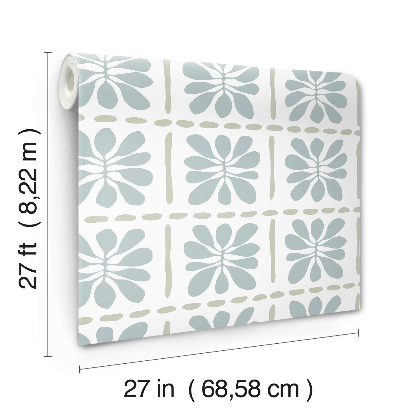 York Wallcoverings Artisan Studio Mimosa Fleur Mineral Wallpaper Retro Bohemian Blues   - ZM2806