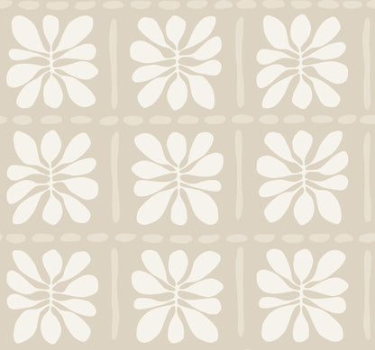 York Wallcoverings Artisan Studio Mimosa Fleur Nude Wallpaper Retro Bohemian Whites and Off-Whites   - ZM2808