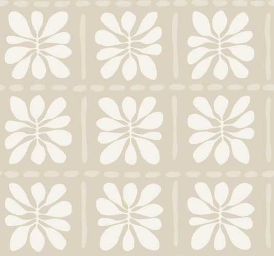 York Wallcoverings Artisan Studio Mimosa Fleur Nude Wallpaper Retro Bohemian Whites and Off-Whites   - ZM2808
