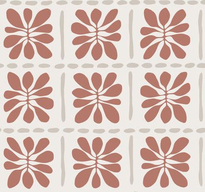 York Wallcoverings Artisan Studio Mimosa Fleur Terracotta Wallpaper Retro Bohemian Reds   - ZM2809