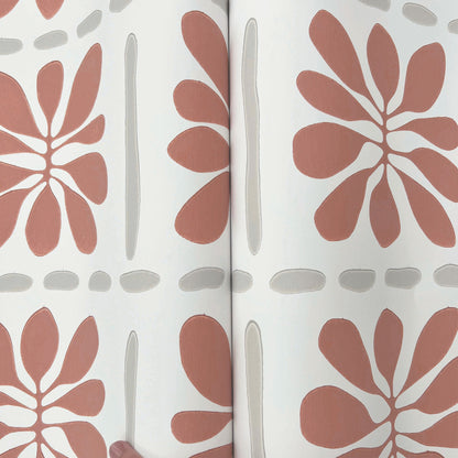 York Wallcoverings Artisan Studio Mimosa Fleur Terracotta Wallpaper Retro Bohemian Reds   - ZM2809