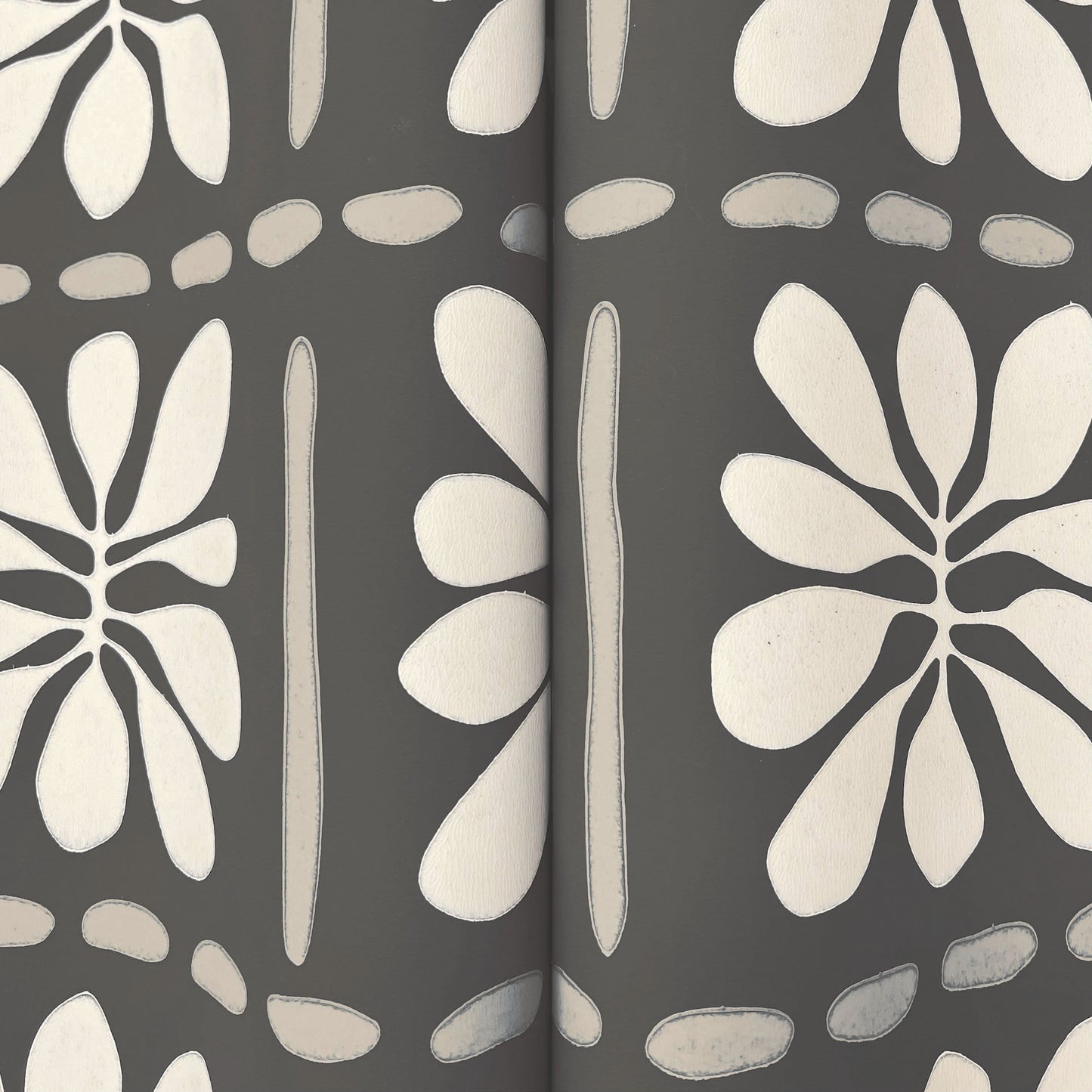 York Wallcoverings Artisan Studio Mimosa Fleur Carbon Black Wallpaper Retro Bohemian Blacks   - ZM2810