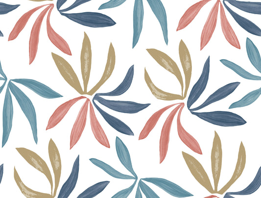 York Wallcoverings Artisan Studio Little Garden Multicolor Wallpaper Bohemian Tropical Blues   - ZM2811