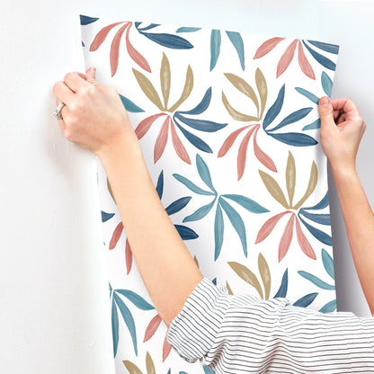 York Wallcoverings Artisan Studio Little Garden Multicolor Wallpaper Bohemian Tropical Blues   - ZM2811