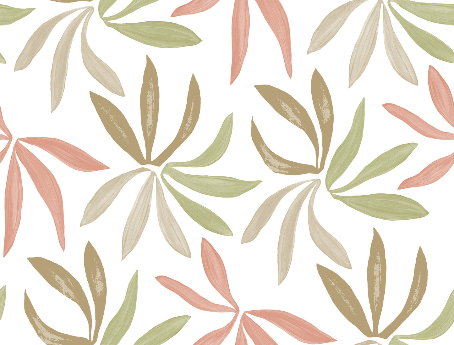 York Wallcoverings Artisan Studio Little Garden Leaf and Coral Wallpaper Bohemian Tropical Greens   - ZM2812