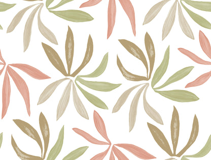 York Wallcoverings Artisan Studio Little Garden Leaf and Coral Wallpaper Bohemian Tropical Greens   - ZM2812