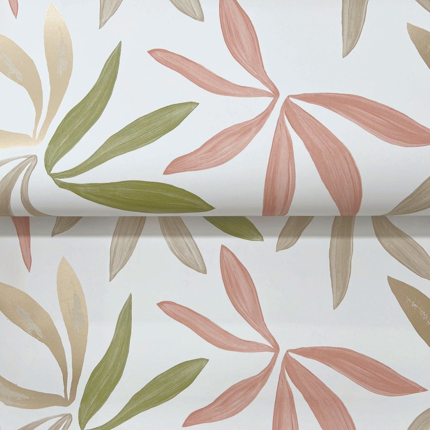 York Wallcoverings Artisan Studio Little Garden Leaf and Coral Wallpaper Bohemian Tropical Greens   - ZM2812